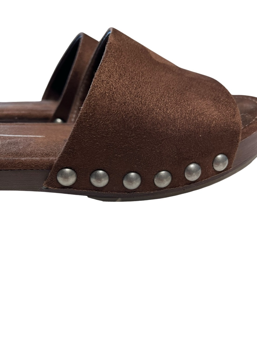 MIA Brown Faux Suede Sandals with Block Heel and Studded Detail - Size 7 - Picture 4 of 6